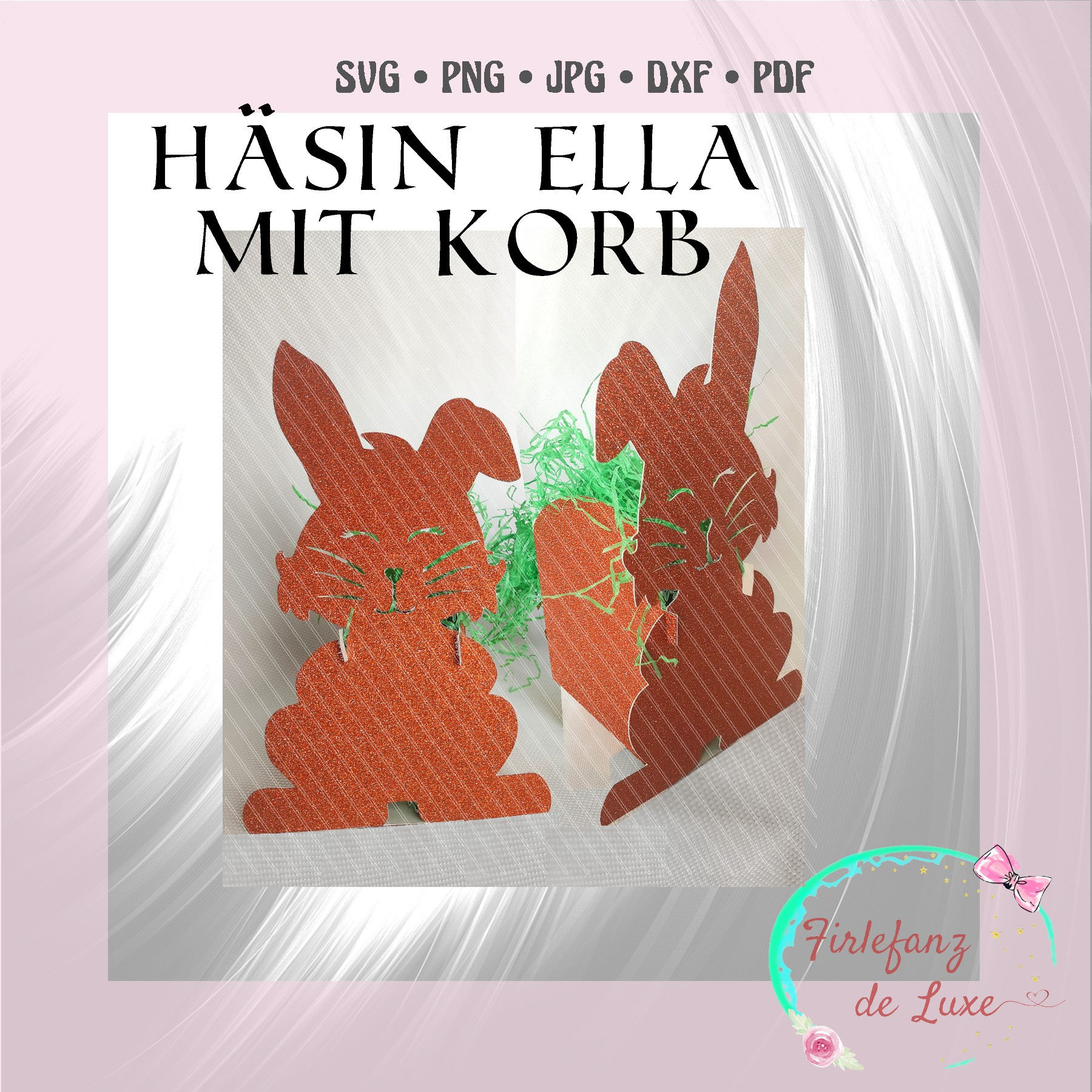 Häsin Ella mit Korb -Osterkorb - Plotterdatei