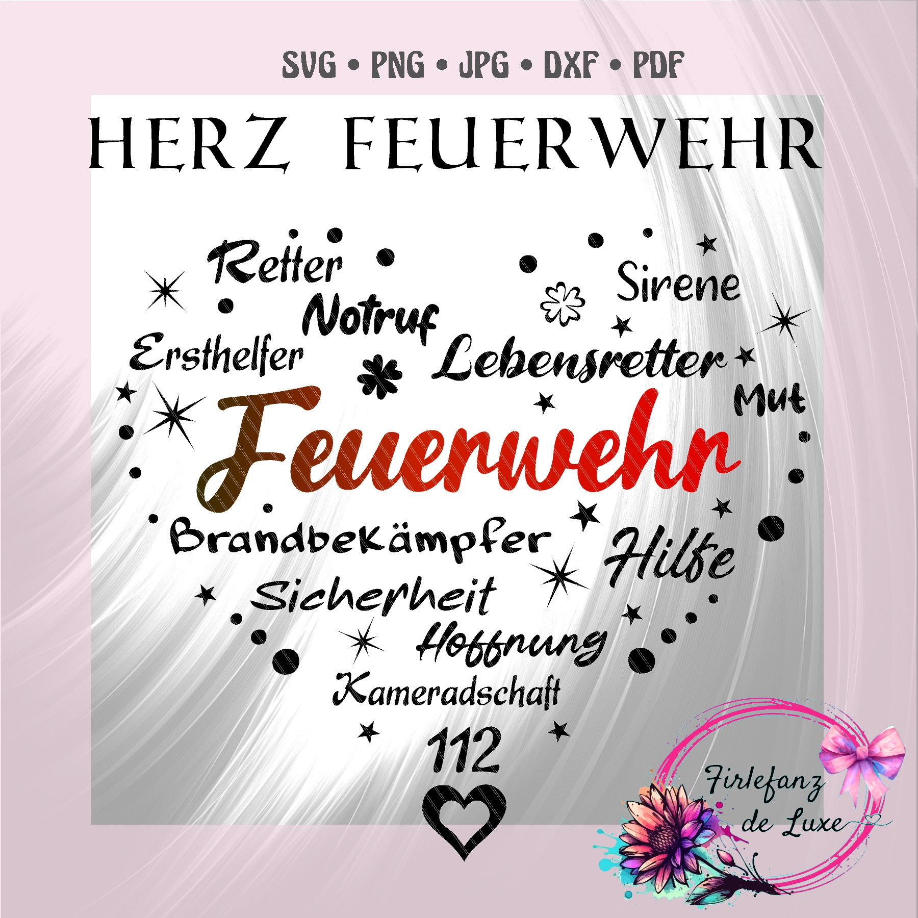 Herz Feuerwehr - Laser- und Plotterdatei