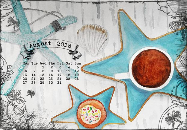 calendar for August 2018 coffee on the beach