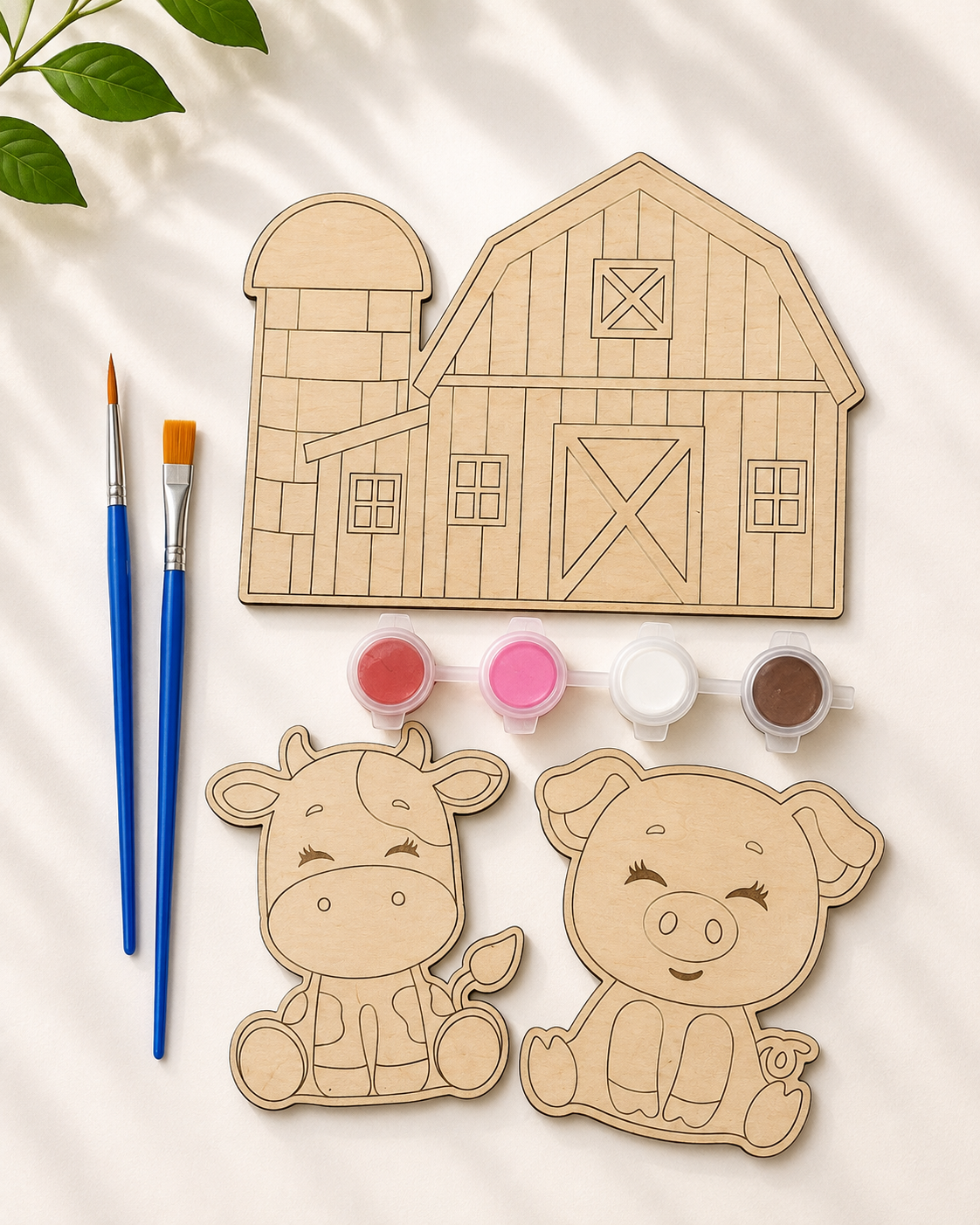 Down on the Farm - Wooden Farm Animal & Barn Paint Set