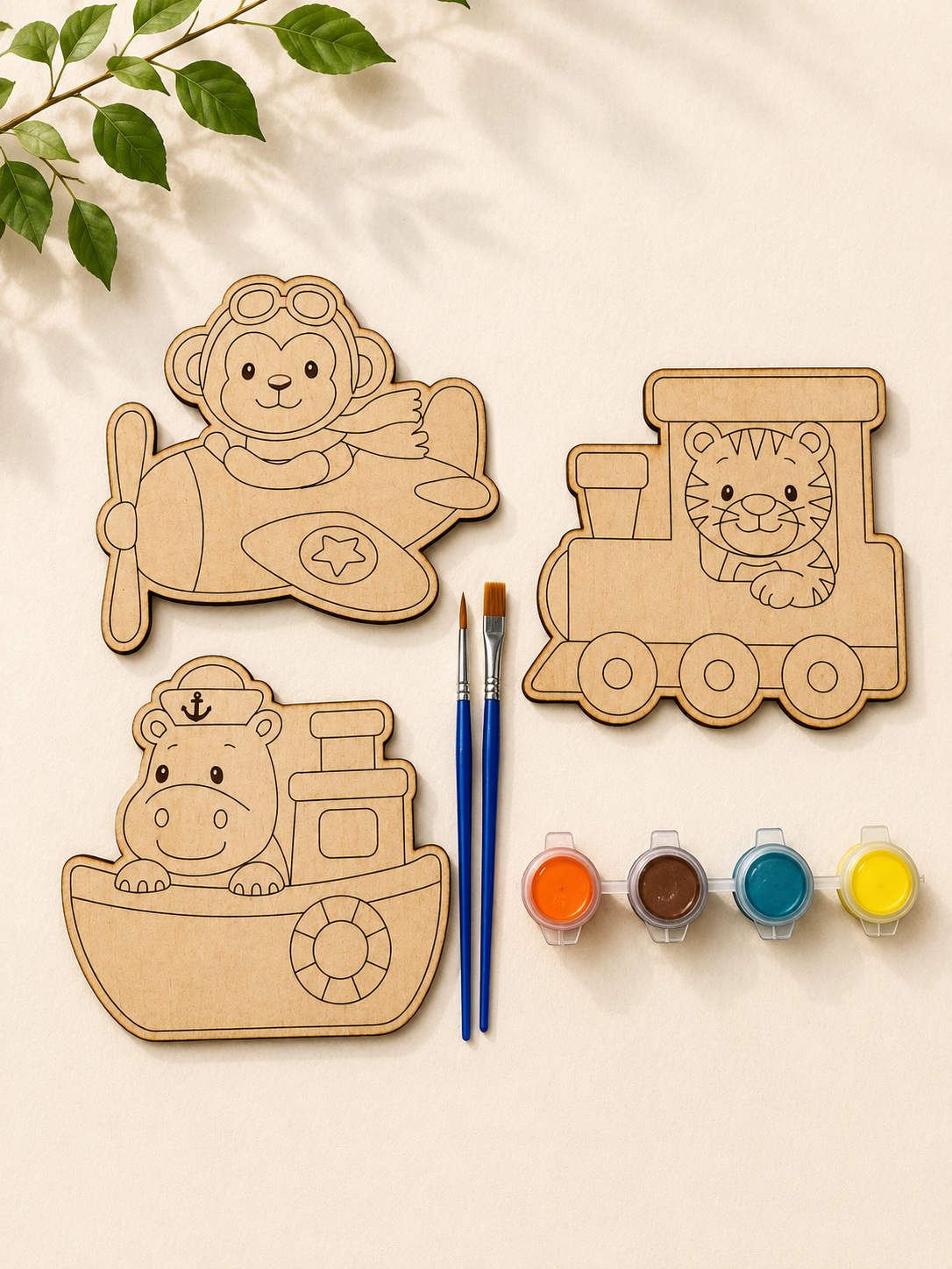 Little Adventures - Wooden Animal Transportation Paint Set