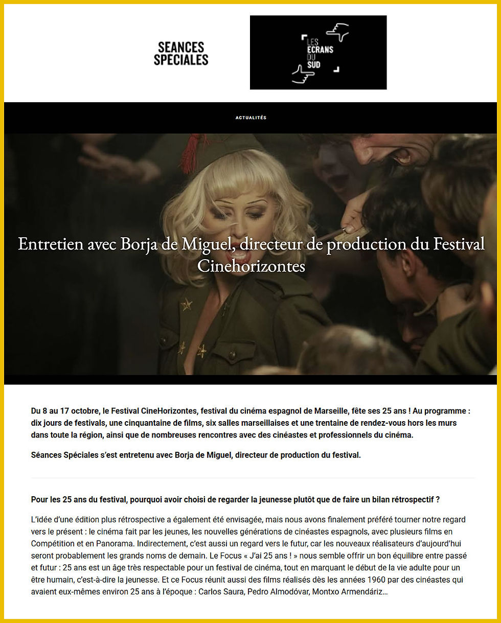 "Séances Spéciales" : Entretien avec Borja de Miguel, directeur de production du Festival Cinehorizontes