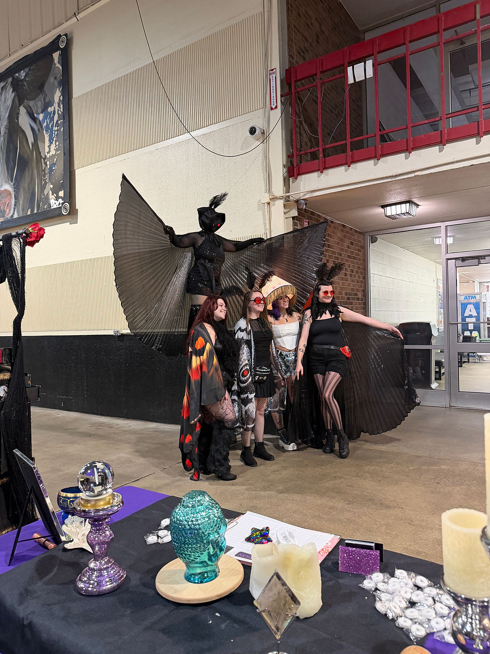 The traveling MothMan and friends.