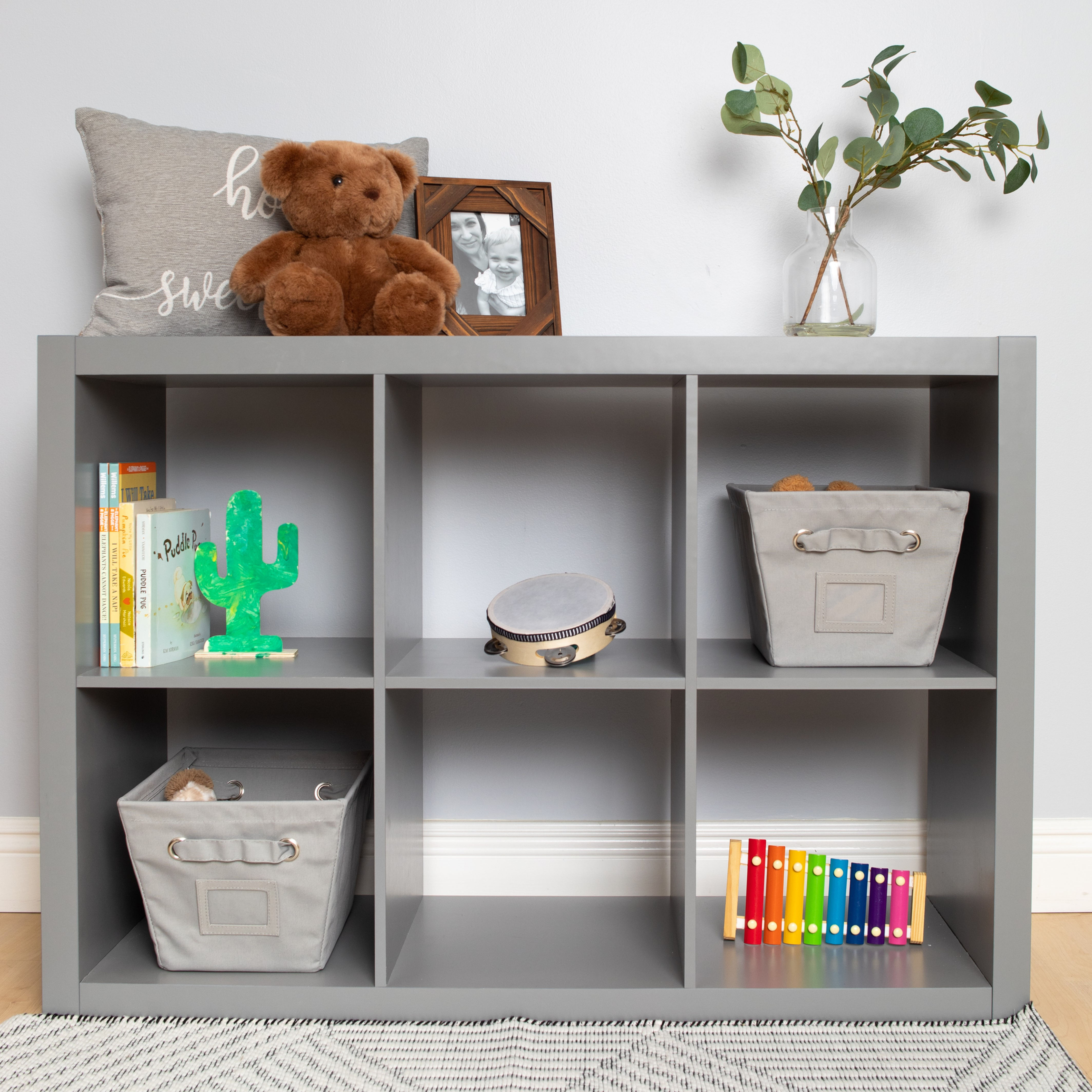 Set of 2 Small Canvas Bin, Gray