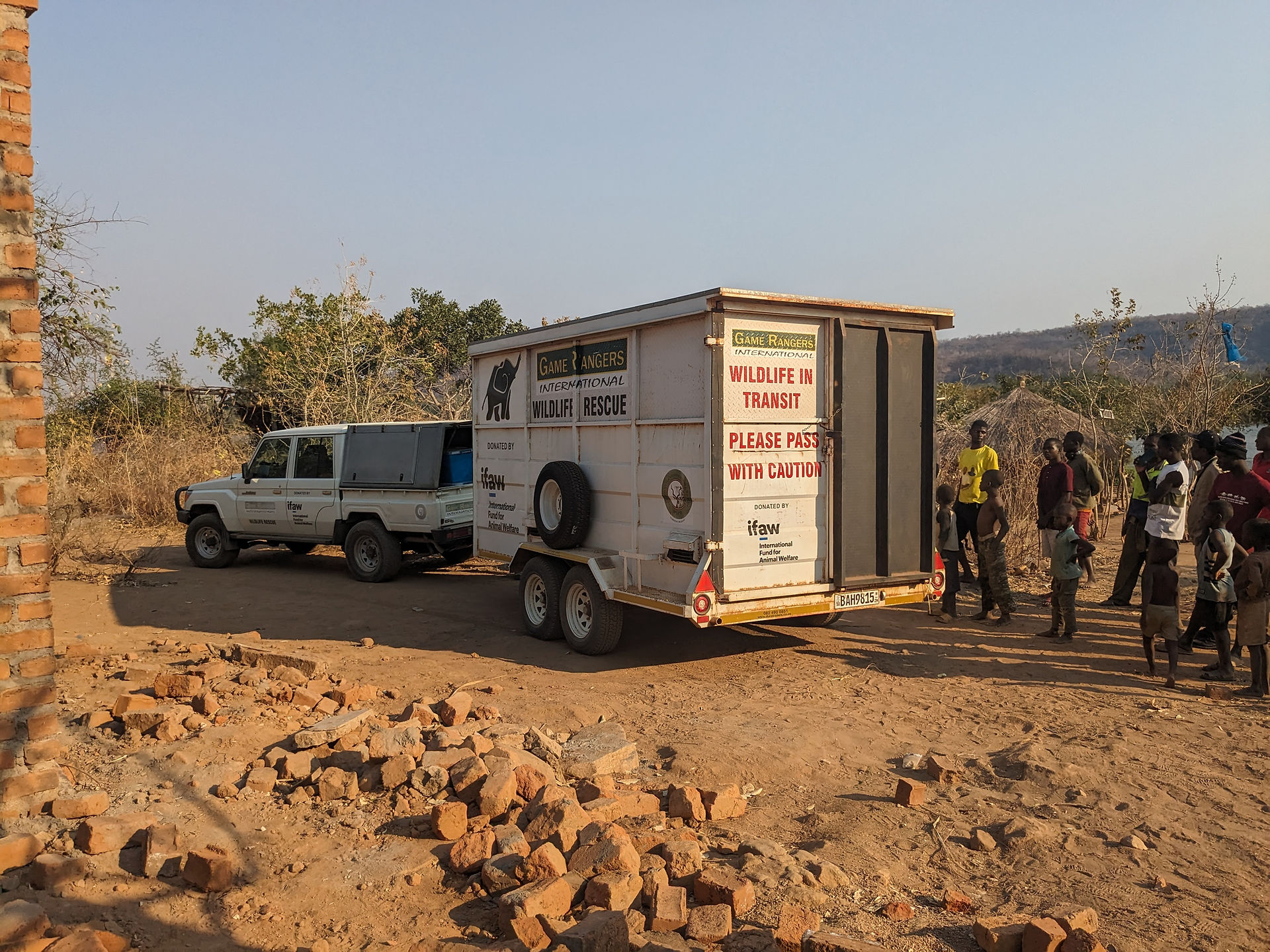 The trailer that the orphaned elephant will be transported