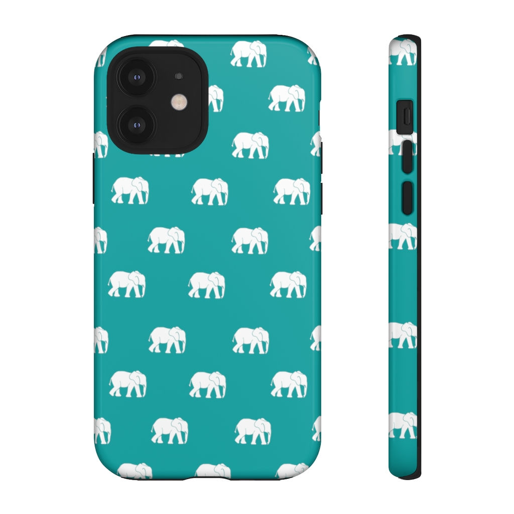 Teal Elephant Pattern Phone Case 