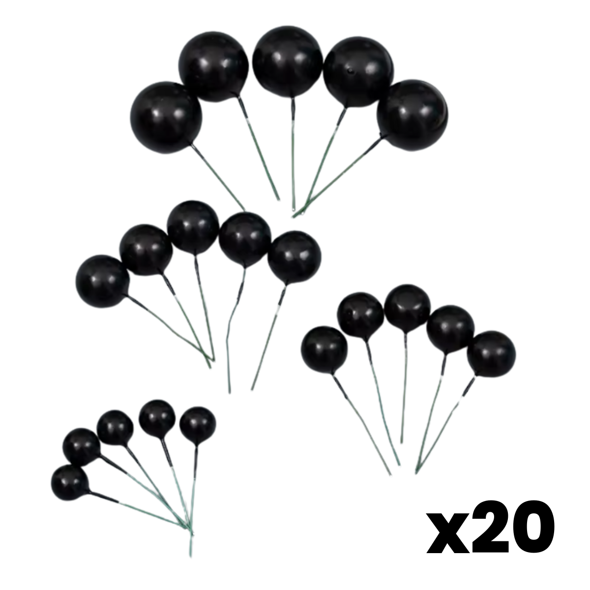 Bolas para Decoración 20Pzs Negro