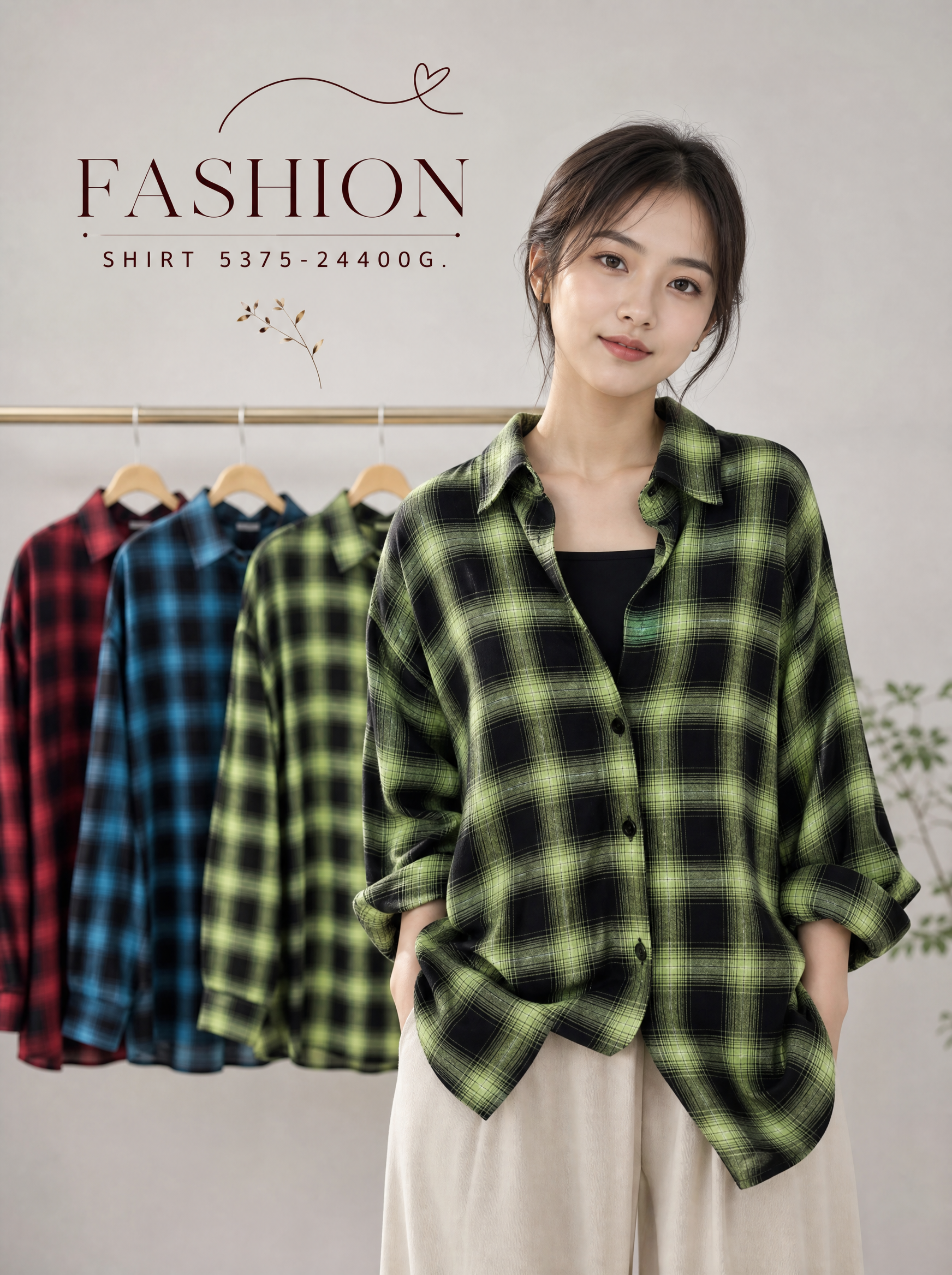 Women Shirt အကွက်လက်ရှည်