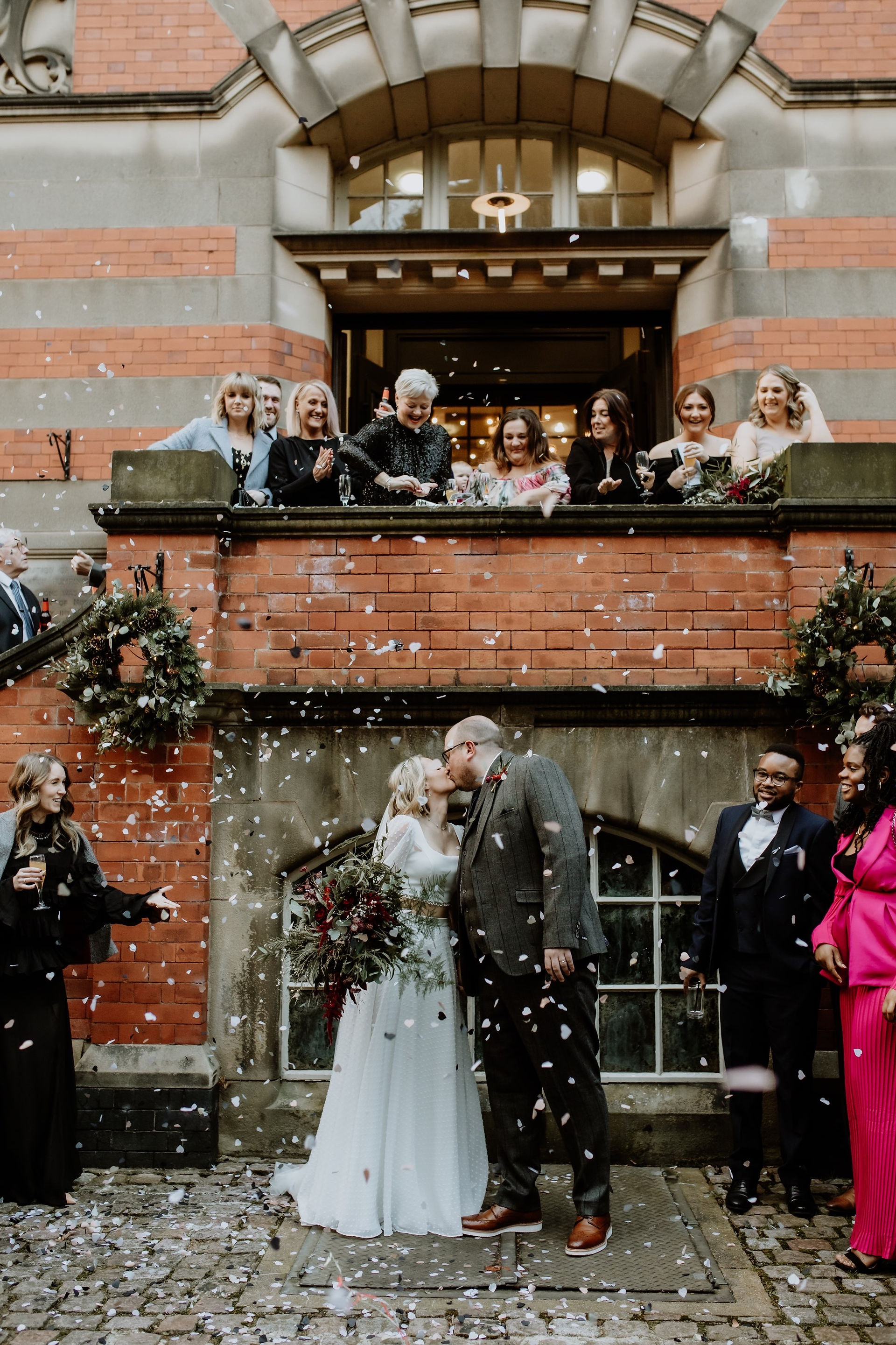 The Pumping House wedding photography, confetti throw