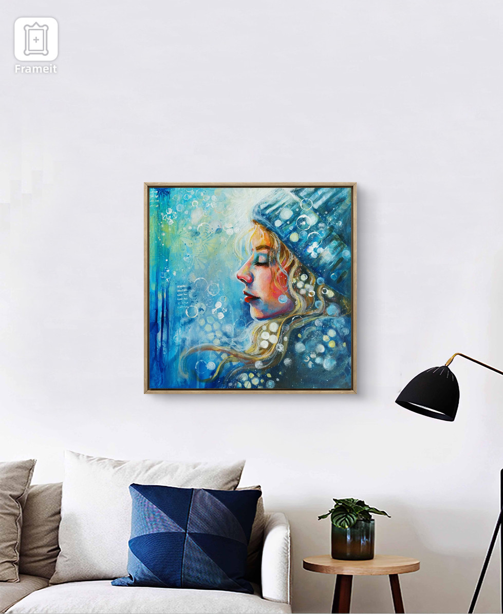 Acrylbild "First snow", winterliche Naturkunst, Ideal für ruhige Wohnräume