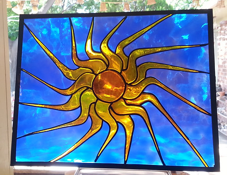 sun design - pebeo vitrail on 11x14 glass