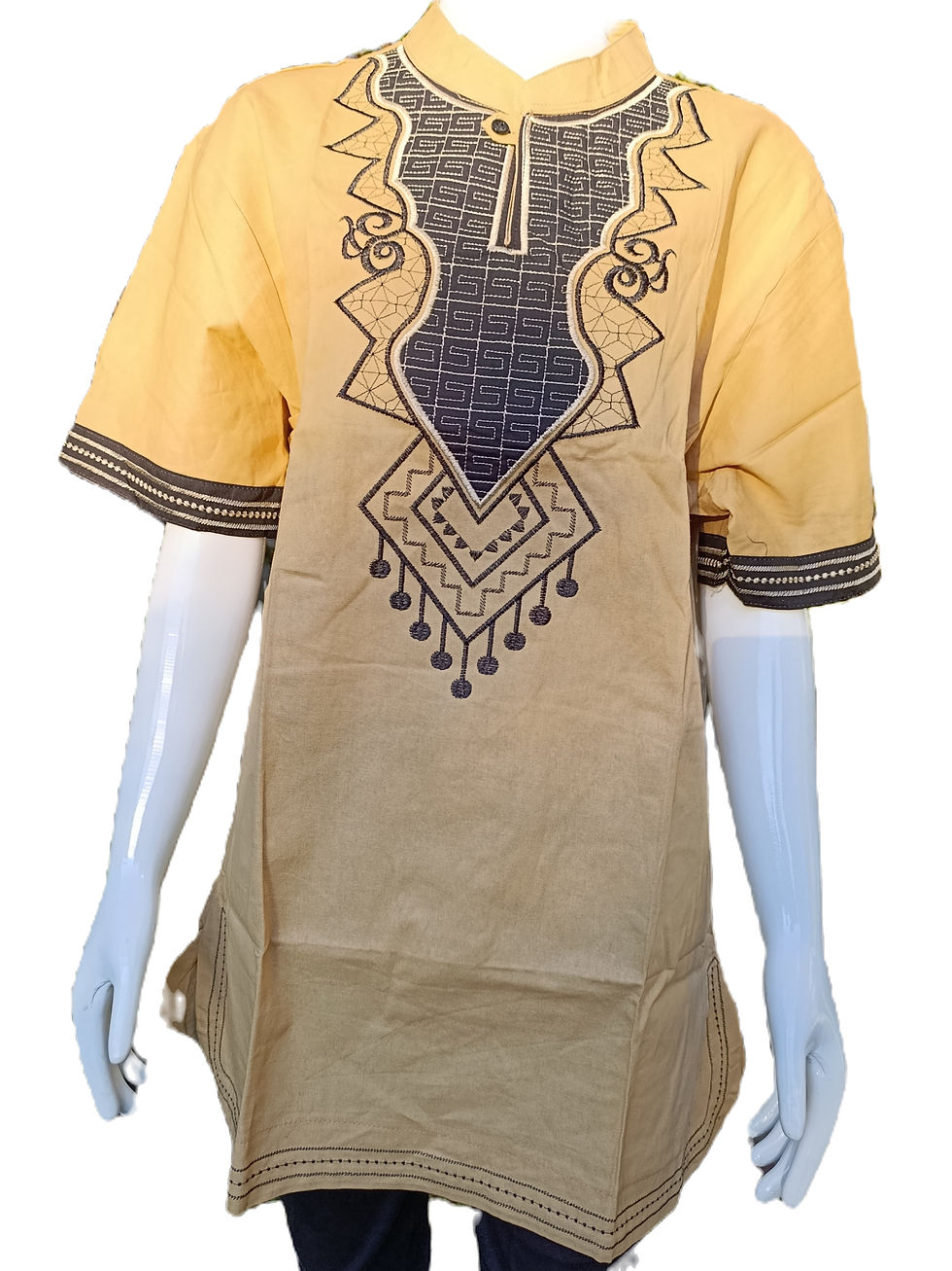 Thumbnail: The Honey Gold Heritage Geometric Embroidered Short-Sleeve Shirt