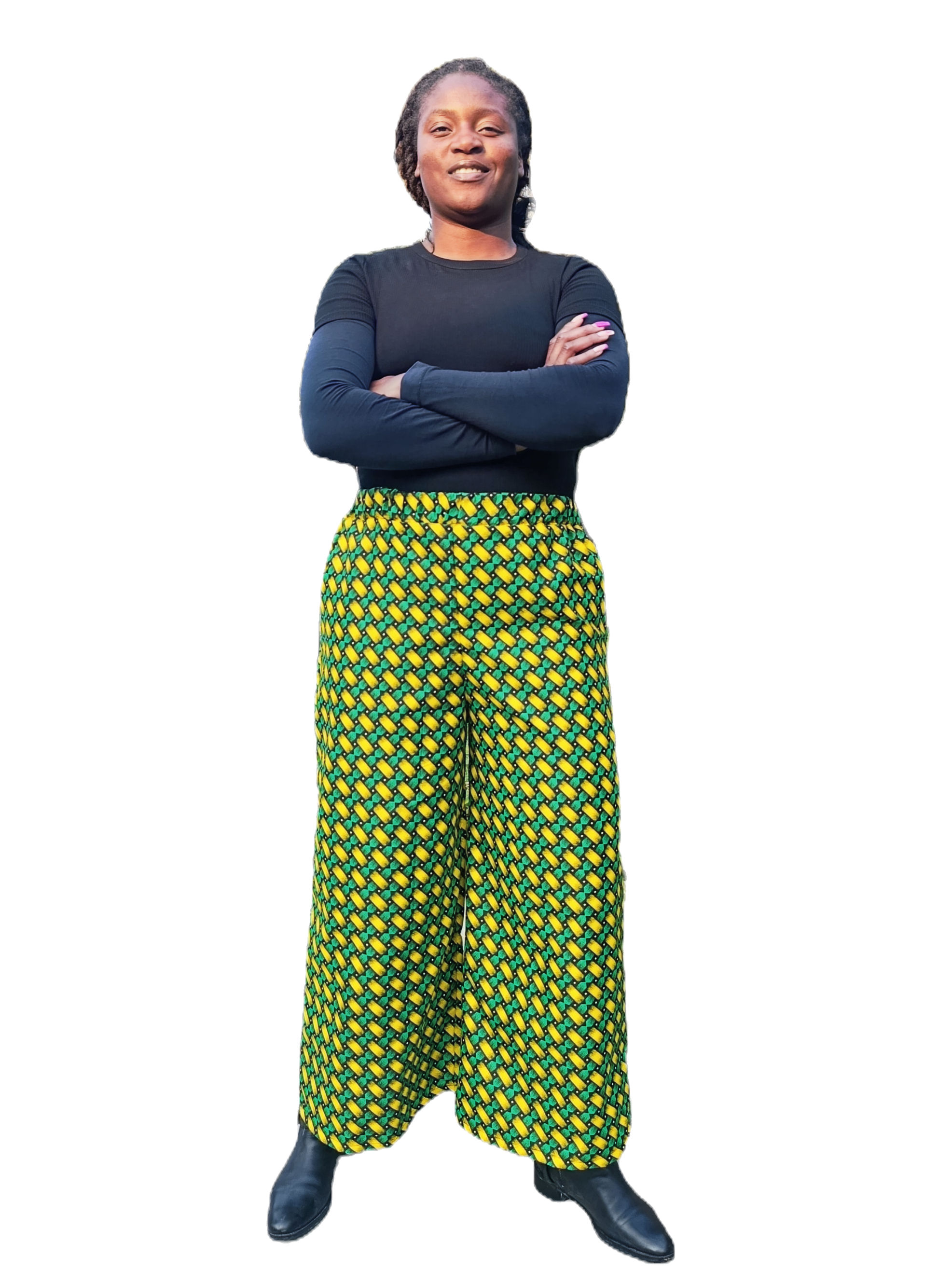 Pants: Citrus Lattice: The High-Waisted Geometric Wide-Leg Pants