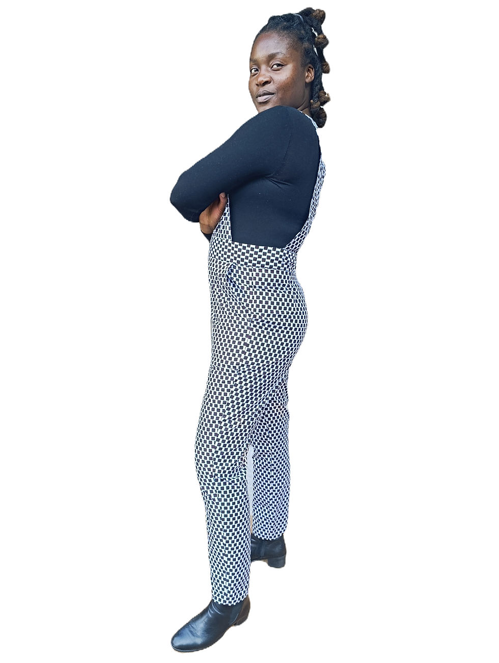 Thumbnail: Monochrome Checkered Dungaree Jumpsuit: Statement Elegance Meets Comfort