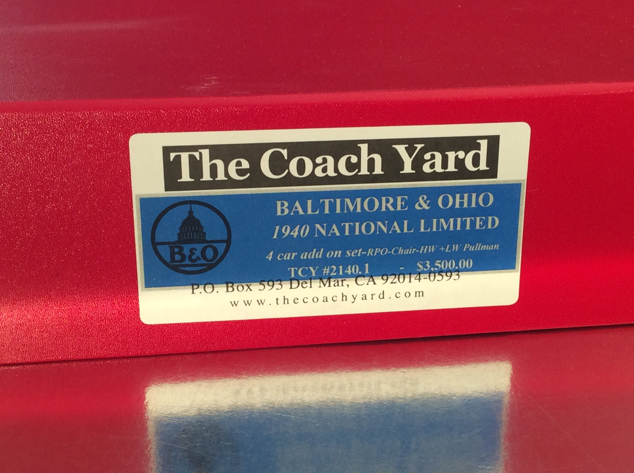 TCY BALTIMORE AND OHIO "NATIONAL" 4 CAR ADD ON F/P BRAND NEW