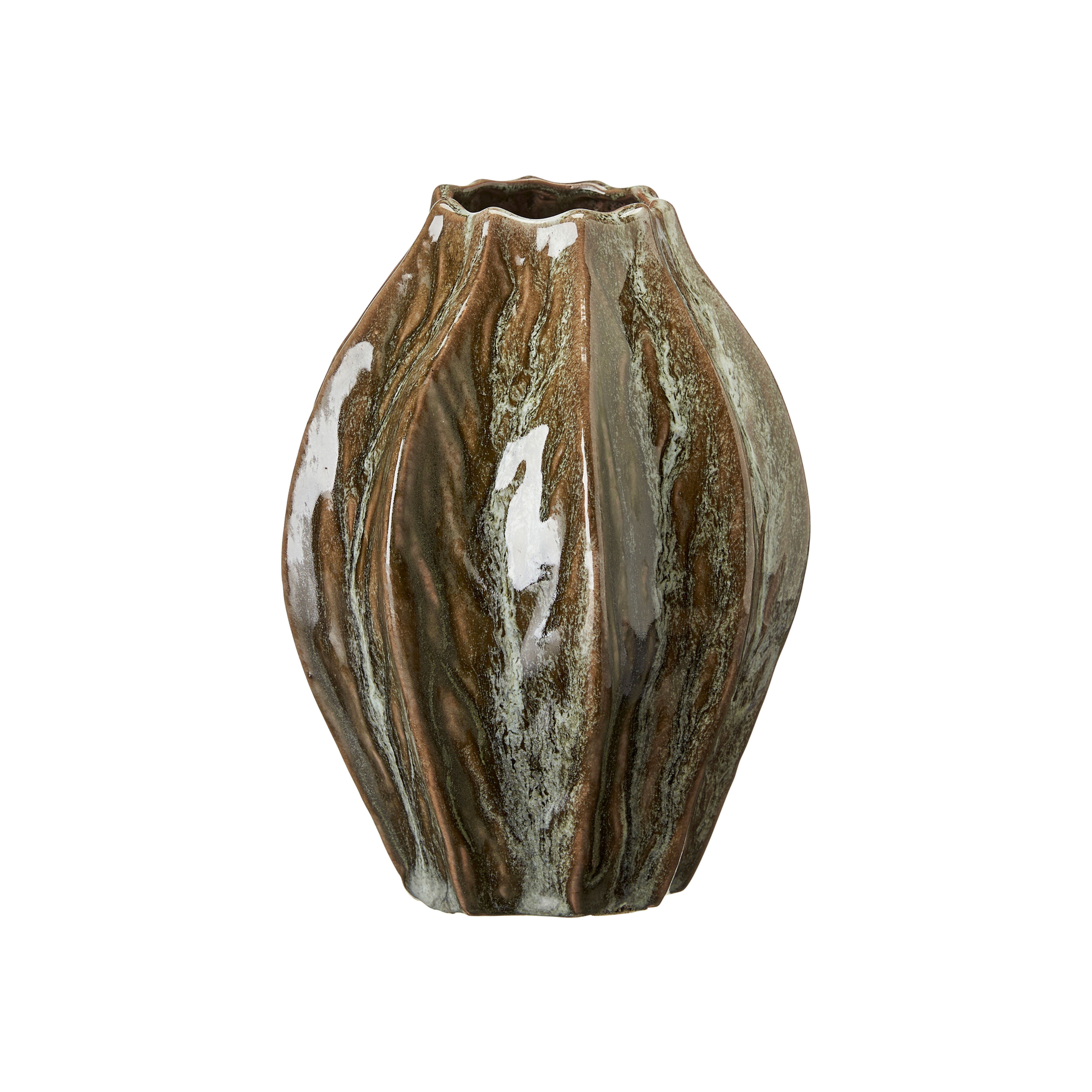 Green melange sculptured vase
