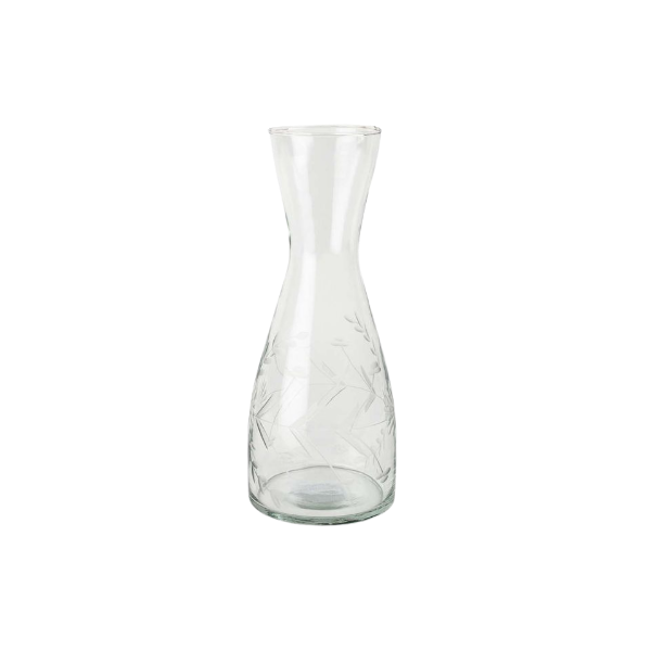 glass vintage flowers carafe