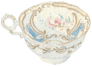 cup with blue pink and gold
