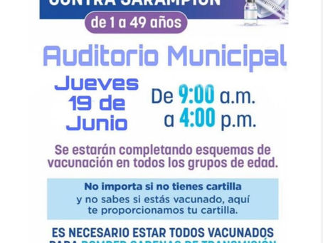 ANUNCIA SAN FRANCISCO DE CONCHOS JORNADA DE VACUNACIÓN CONTRA SARAMPIÓN.