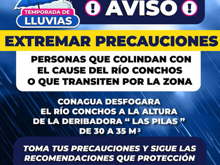 CONAGUA REALIZA DESFOGUE EN EL RÍO CONCHOS A LA ALTURA DE LAS PILAS.