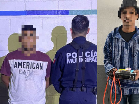 POLICÍA MUNICIPAL CON APOYO DEL C7 LOGRAN LA DETENCIÓN DE 3 PRESUNTOS DELINCUENTES.