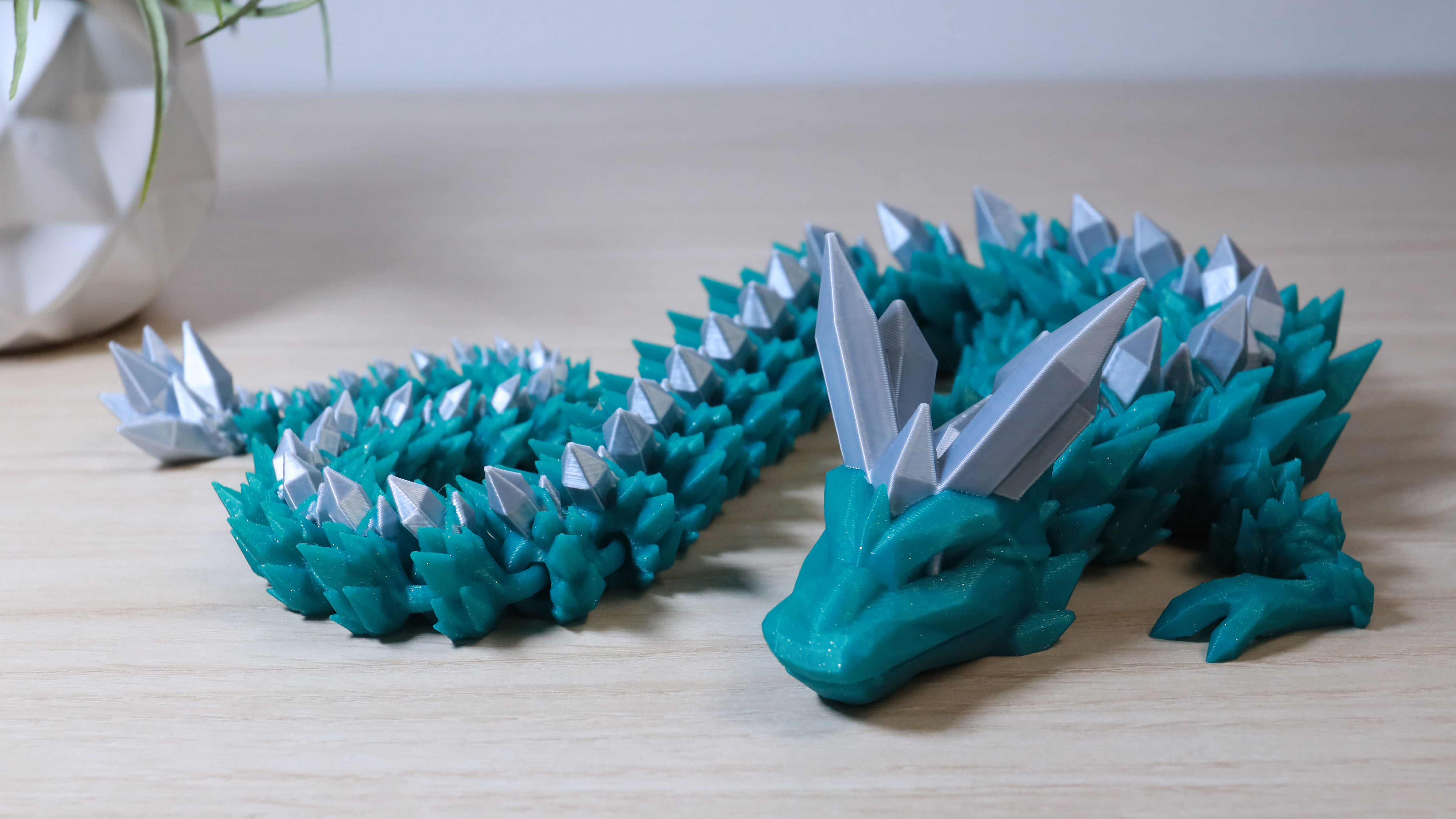 Crystal Dragon 24 inch Two Color 3D Printed Articulated Fantasy Creature