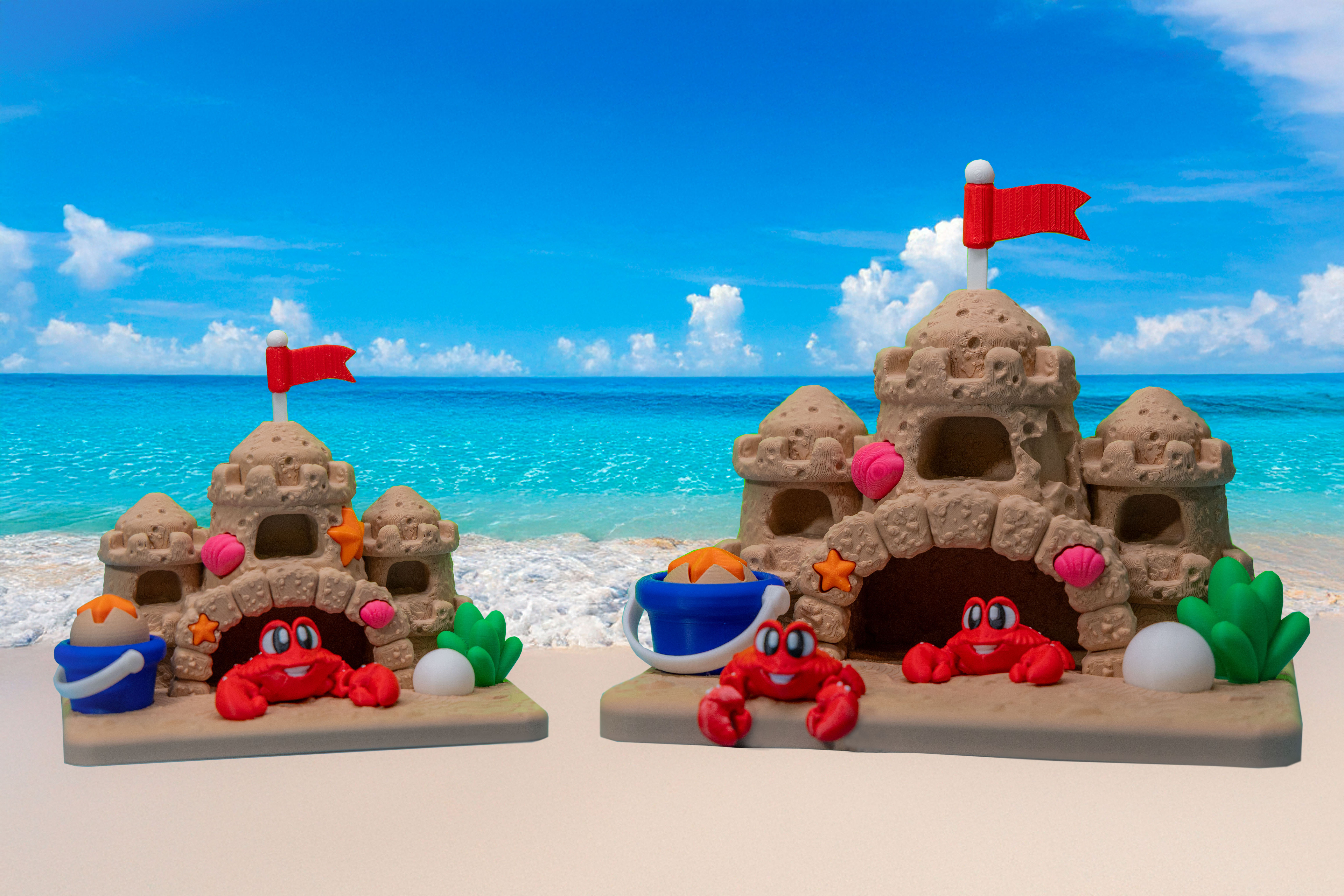 Sandcastle Crab Beach Scene