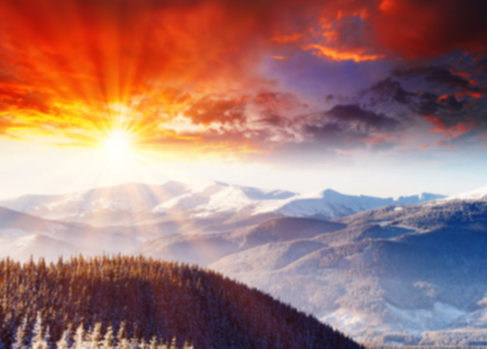Snowy Mountain Sunset