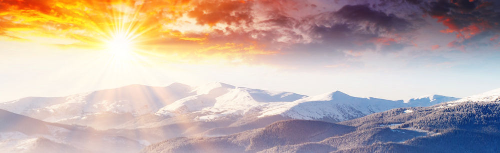 Snowy Mountain Sunset 