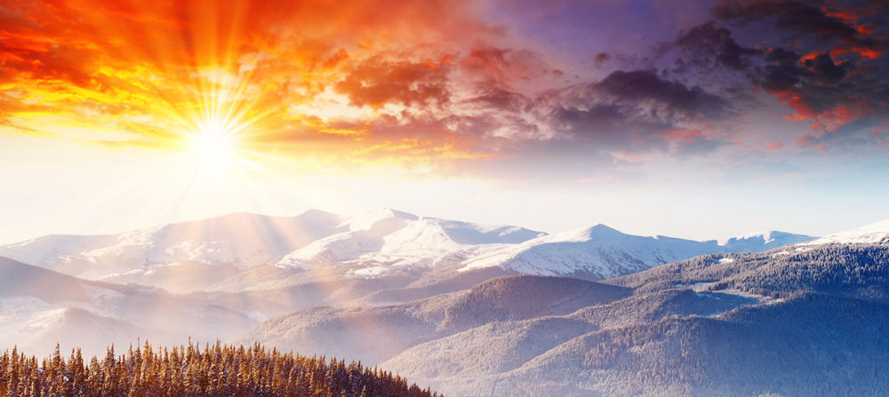 Snowy Mountain Sunset