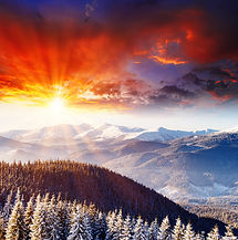Snowy Mountain Sunset 