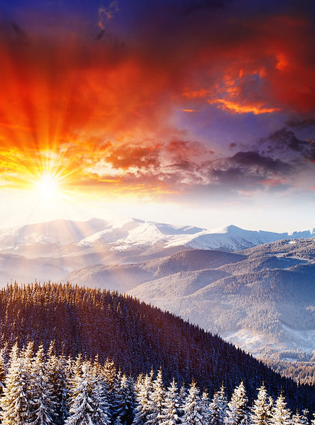 Snowy Mountain Sunset