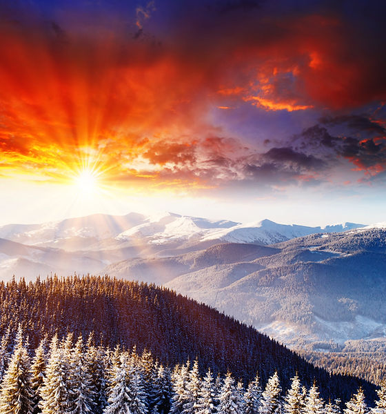 Snowy Mountain Sunset