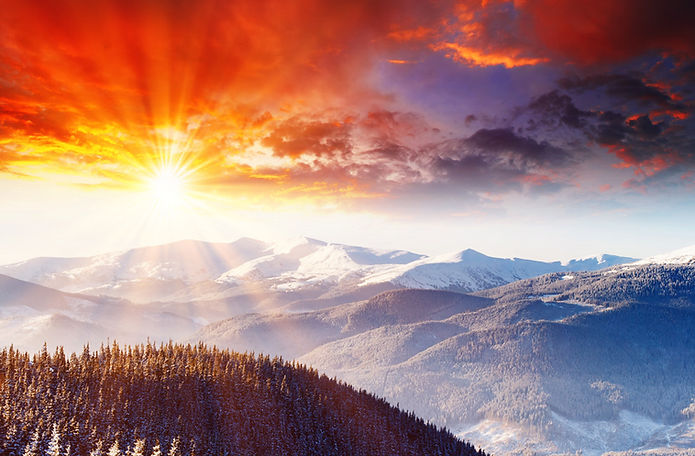 Snowy Mountain Sunset