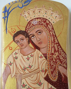 Theotokos Byzantine icon painting