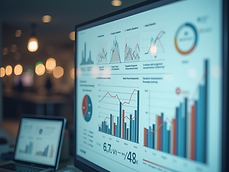 A clean, modern graphic representing business analytics and strategic planning, with subtl