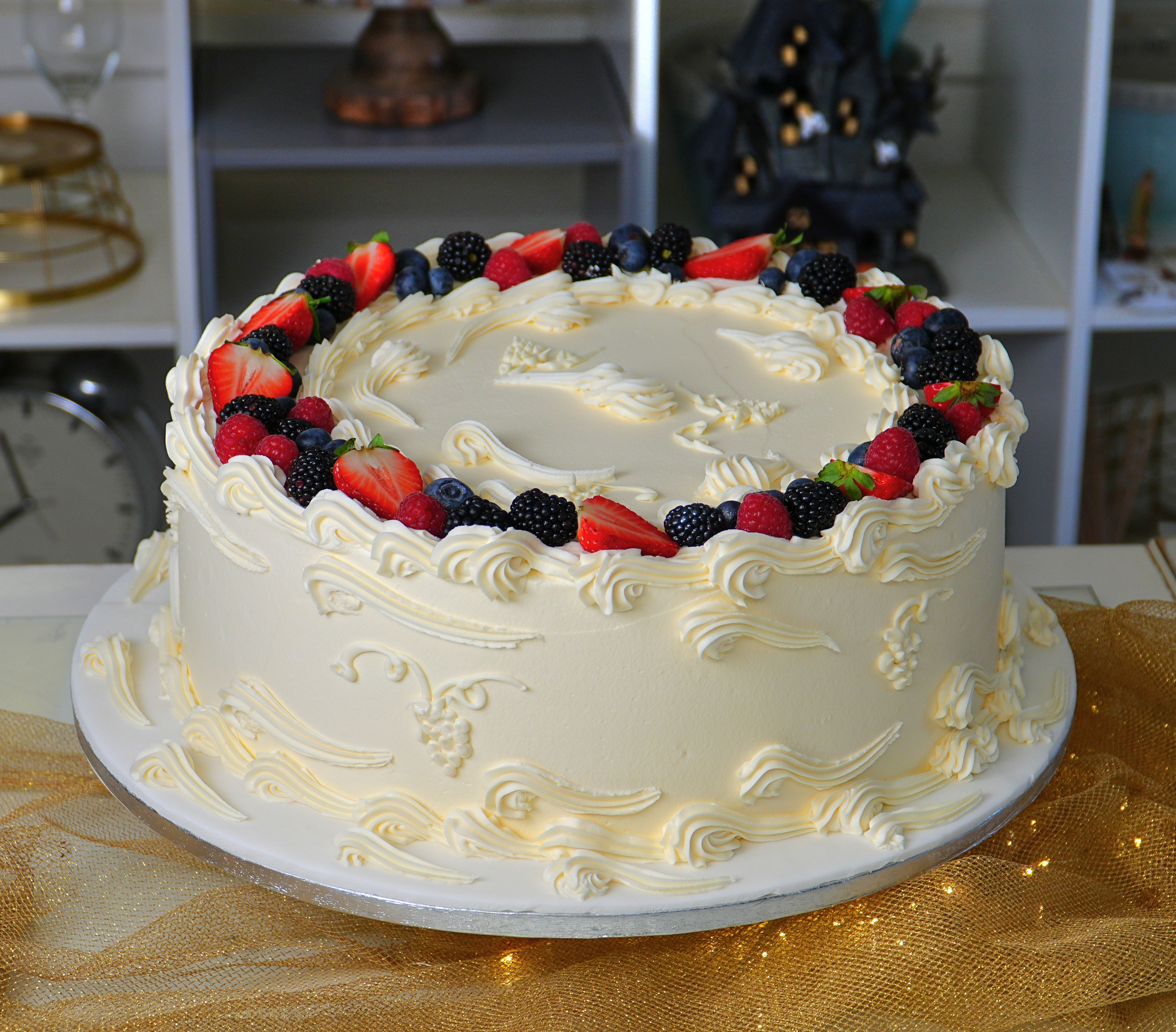 Ivory Berry Wedding Cake