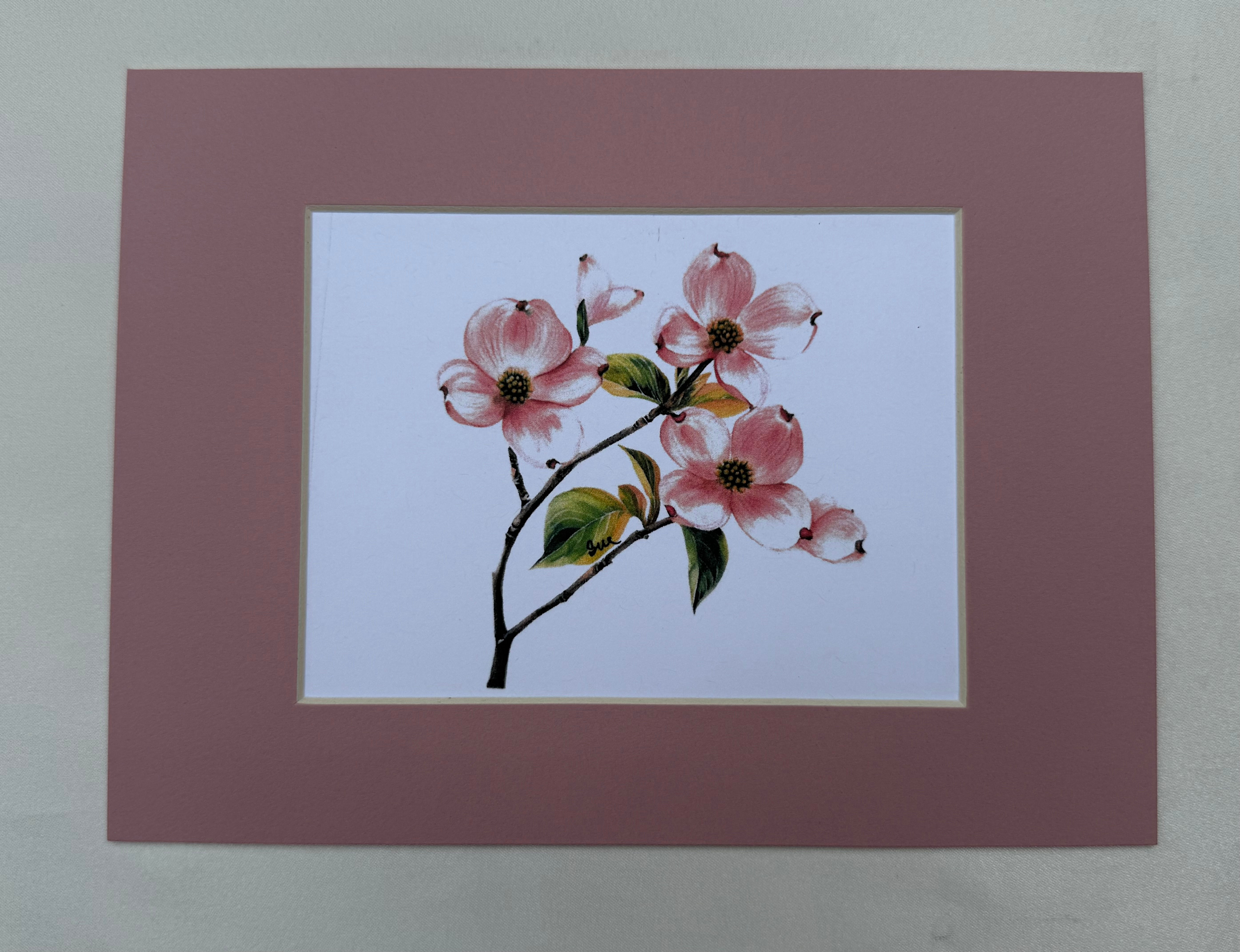 Pink Dogwood Branch Matted Prints