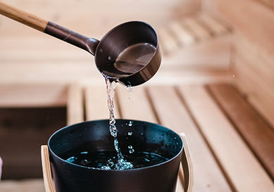 Sauna water bucket a ladle