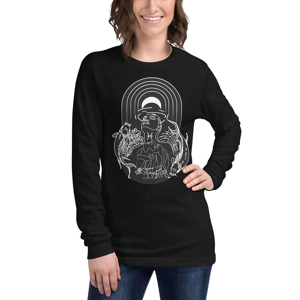 Thumbnail: Pisces Unisex Long Sleeve Tee White Logo