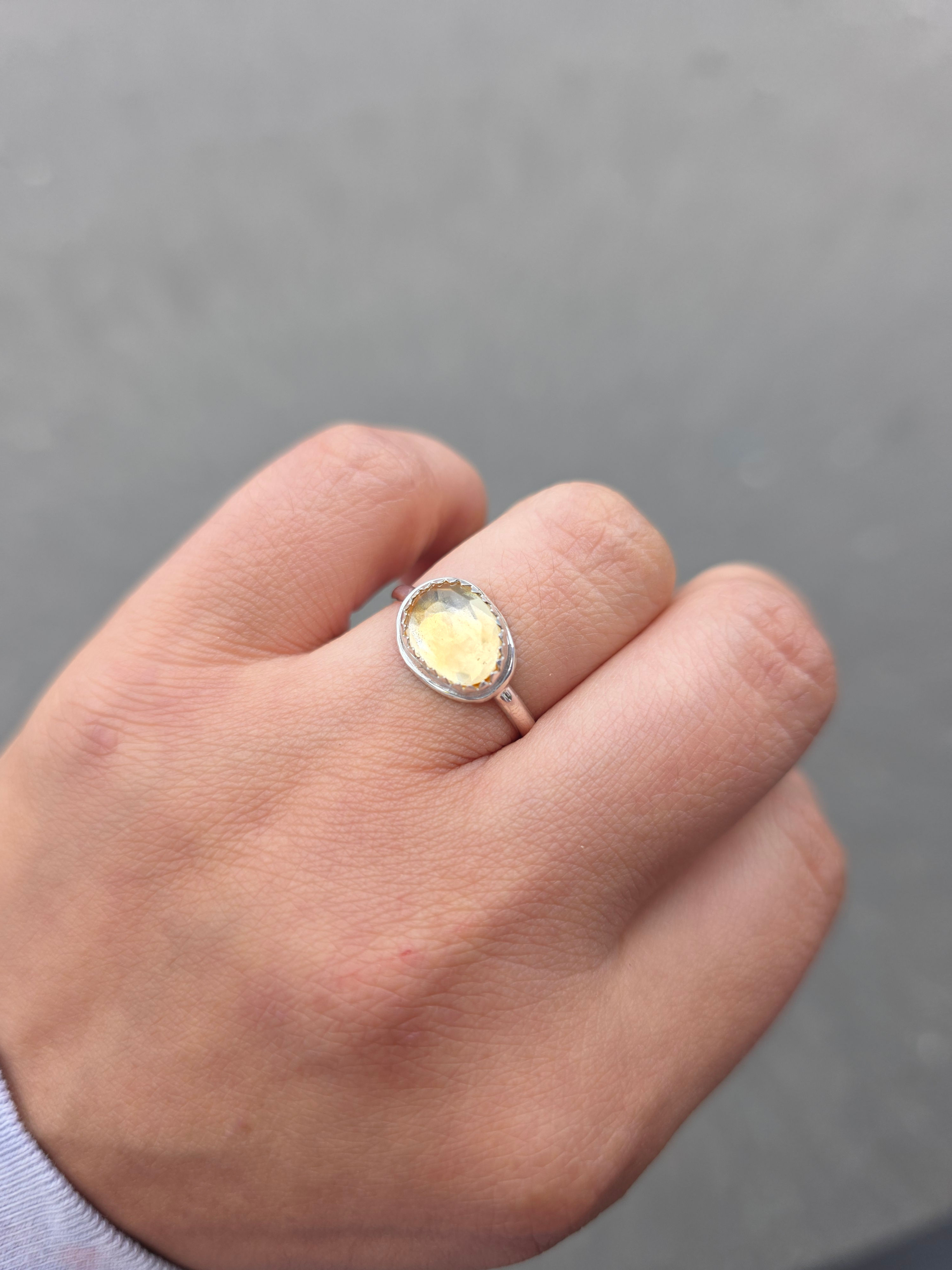 Citrine Sterling Silver Ring Size 7.75