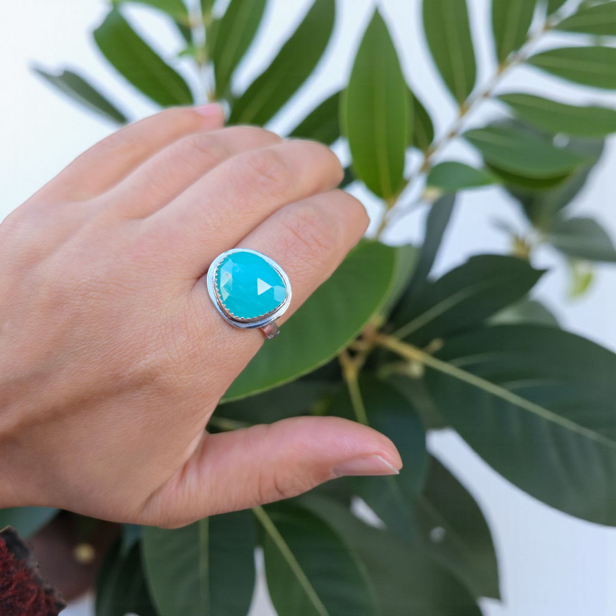 Amazonite Sterling Silver Ring Size 9