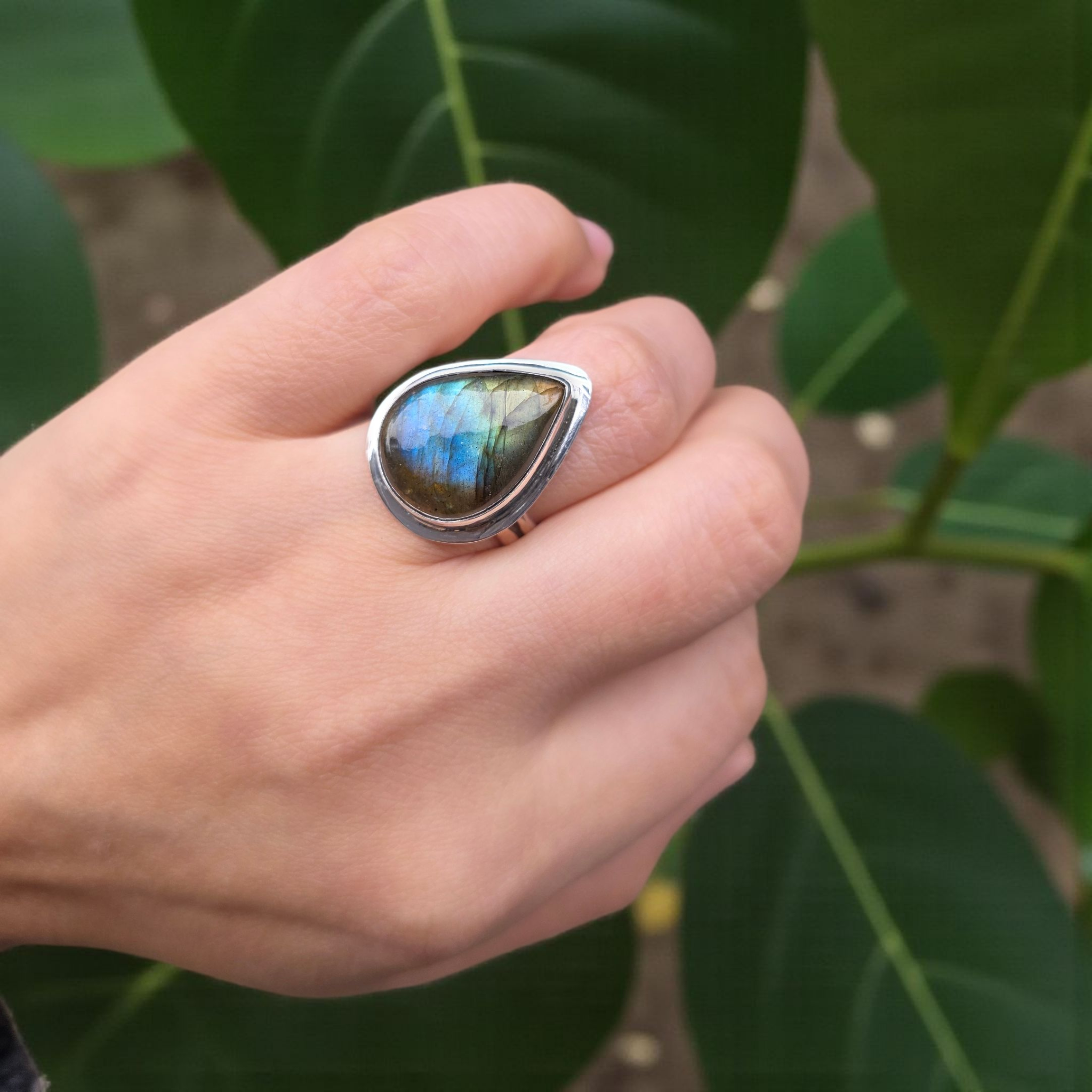 Labradorite Sterling Silver Ring Size 10