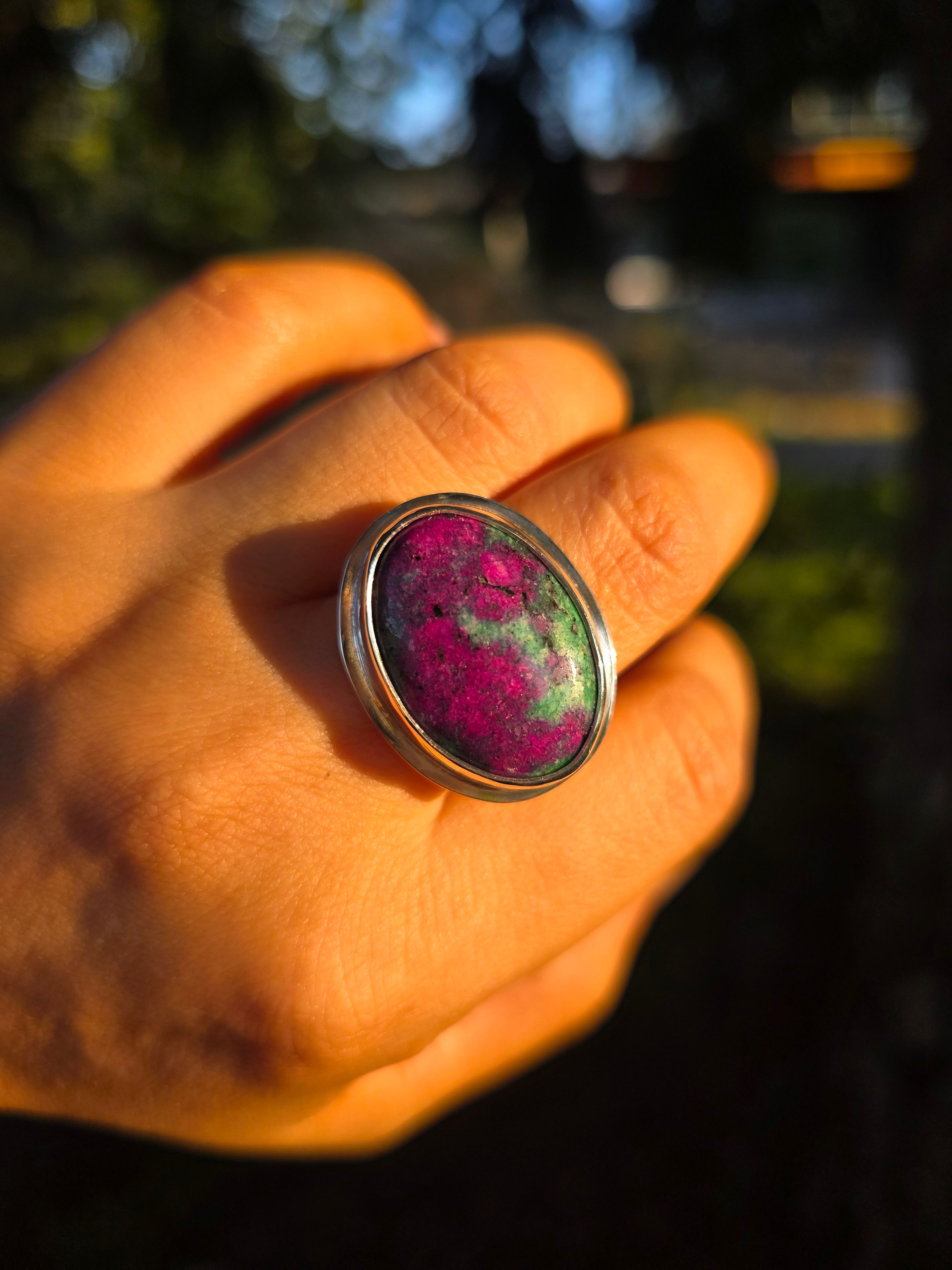 Ruby Zoisite Sterling Silver Ring Size 8.5