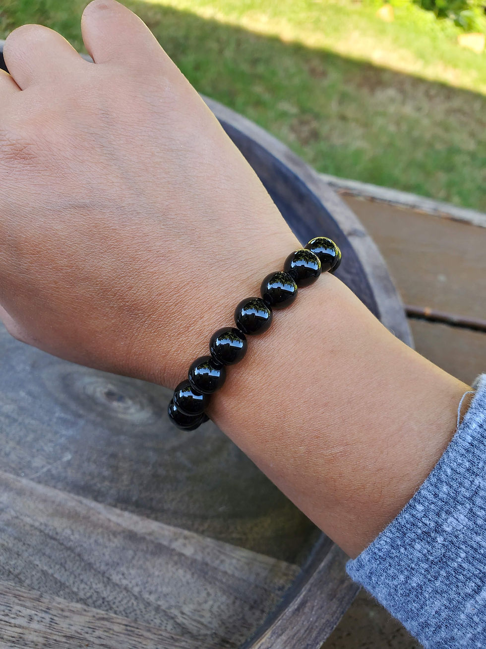 Thumbnail: Onyx Crystal Bead Bracelet Stretchy