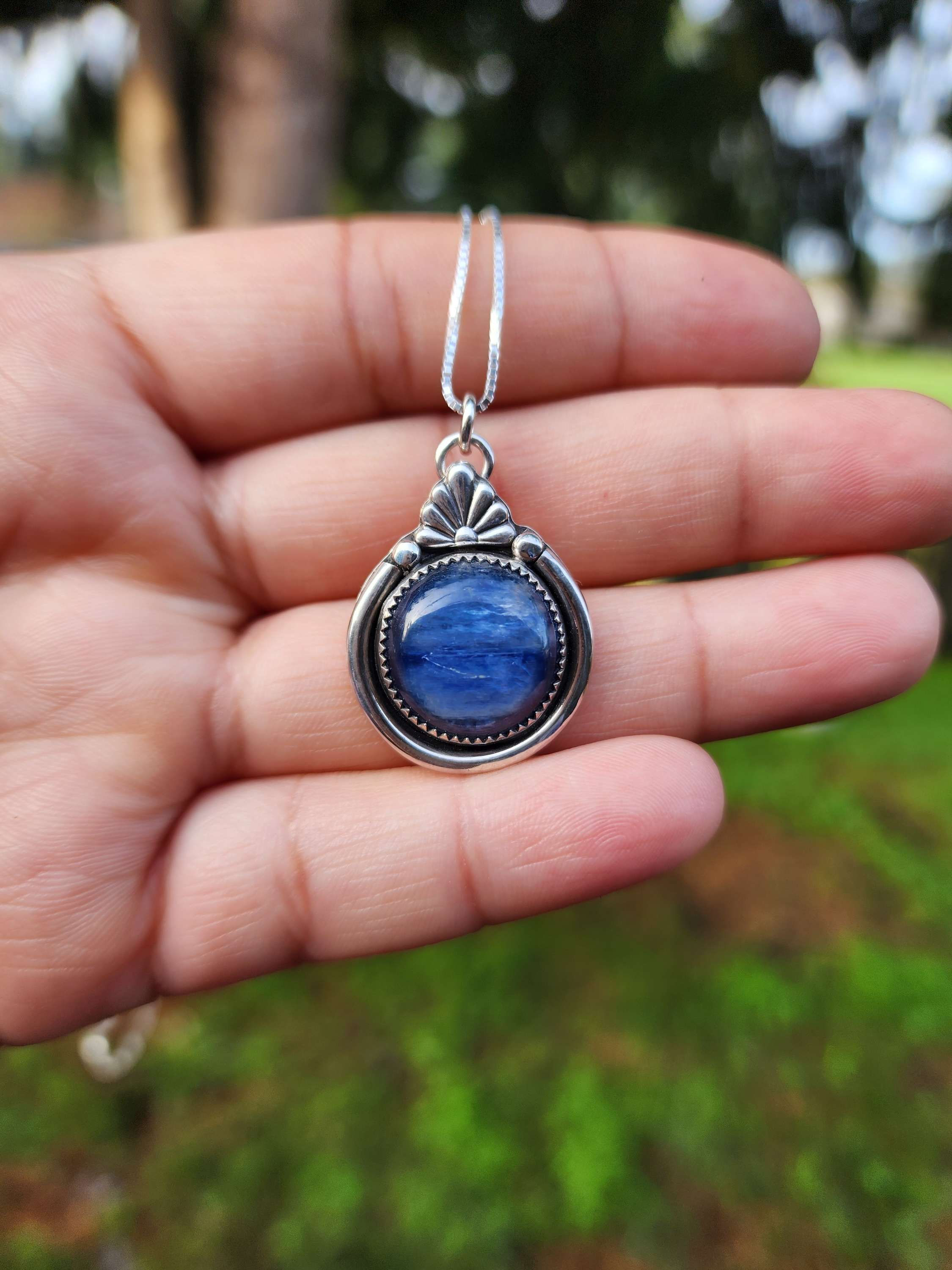 Blue Kyanite Sterling Silver Necklace with 18in Sterling Silver Chain