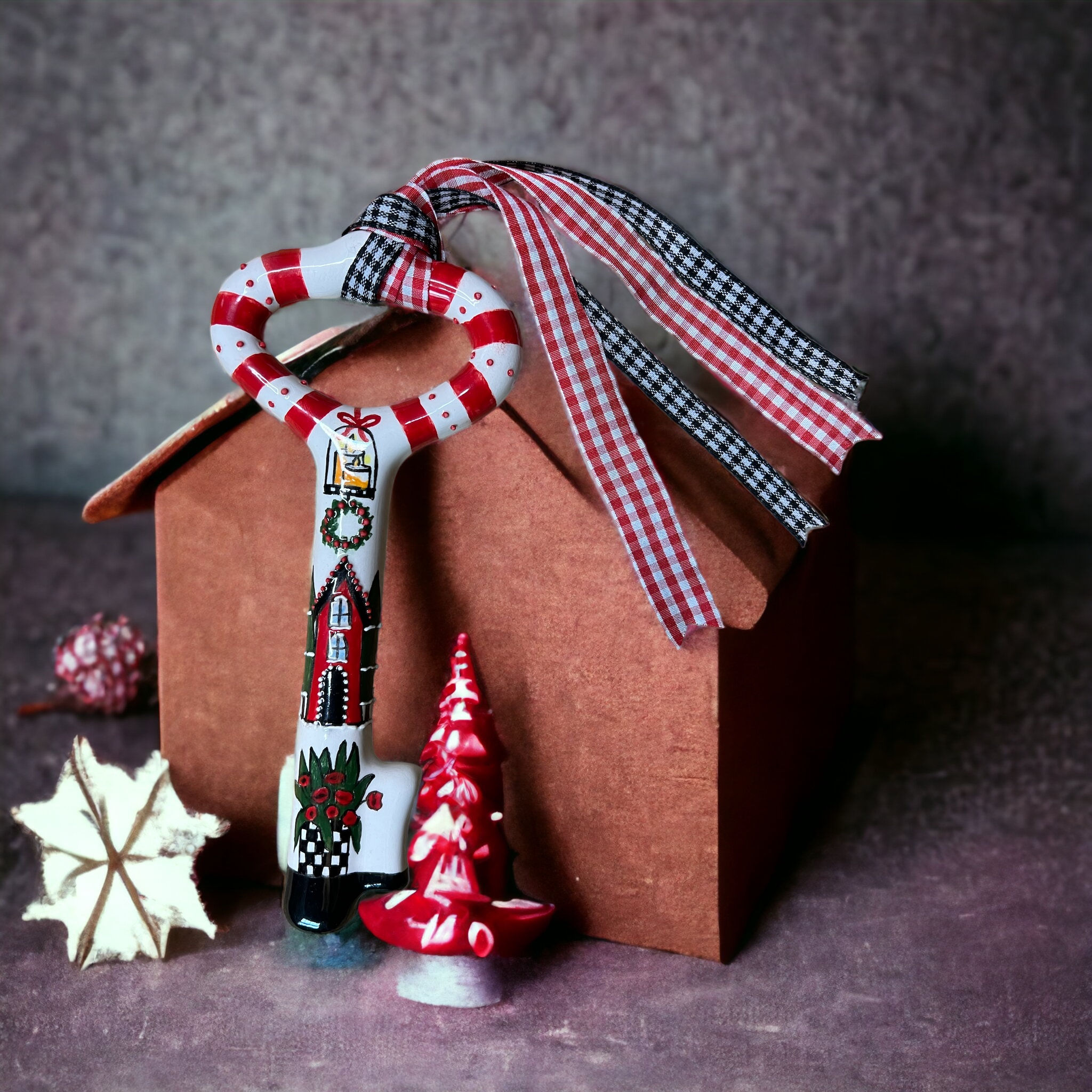 Ceramic Lucky Charm Key- Poppy