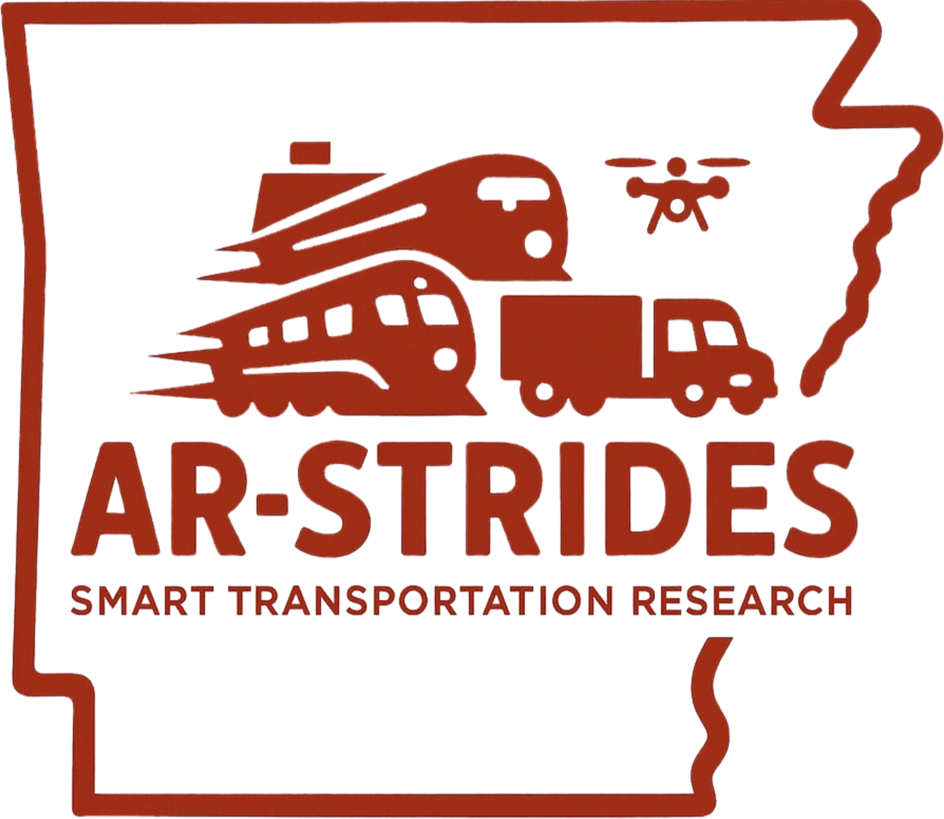 The logo of AR-STRIDES with a slogan Smart Transportation Research