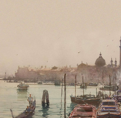 acquerello di un paesaggio veneziano