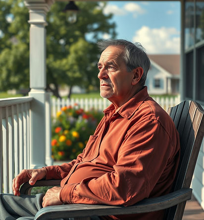 Photorealistic. A middle-aged man sittin